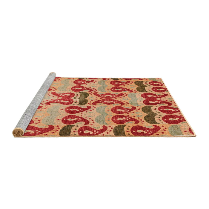 Sideview of Machine Washable Abstract Red Rug, wshabs4110