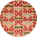 Round Abstract Red Modern Rug, abs4110