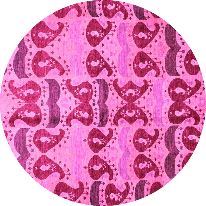 Round Abstract Pink Modern Rug, abs4110pnk