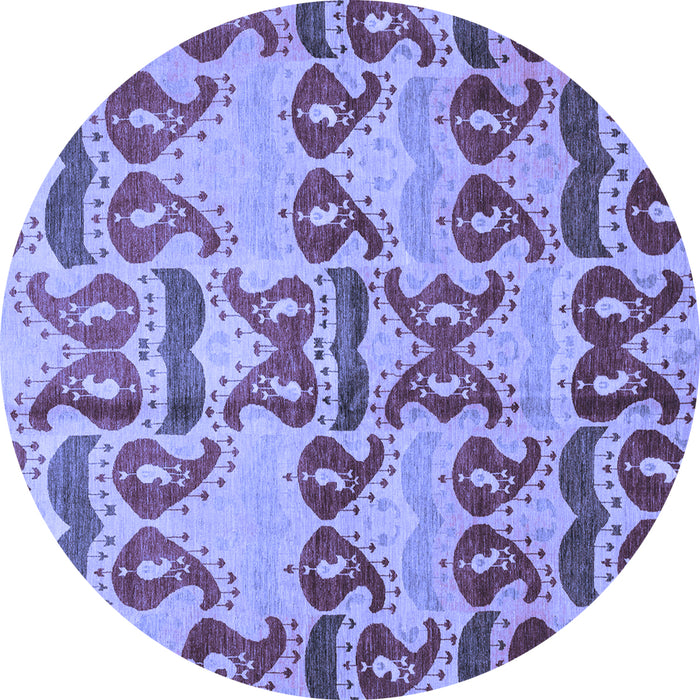 Round Machine Washable Abstract Blue Modern Rug, wshabs4110blu
