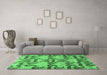 Machine Washable Abstract Emerald Green Modern Area Rugs in a Living Room,, wshabs4110emgrn