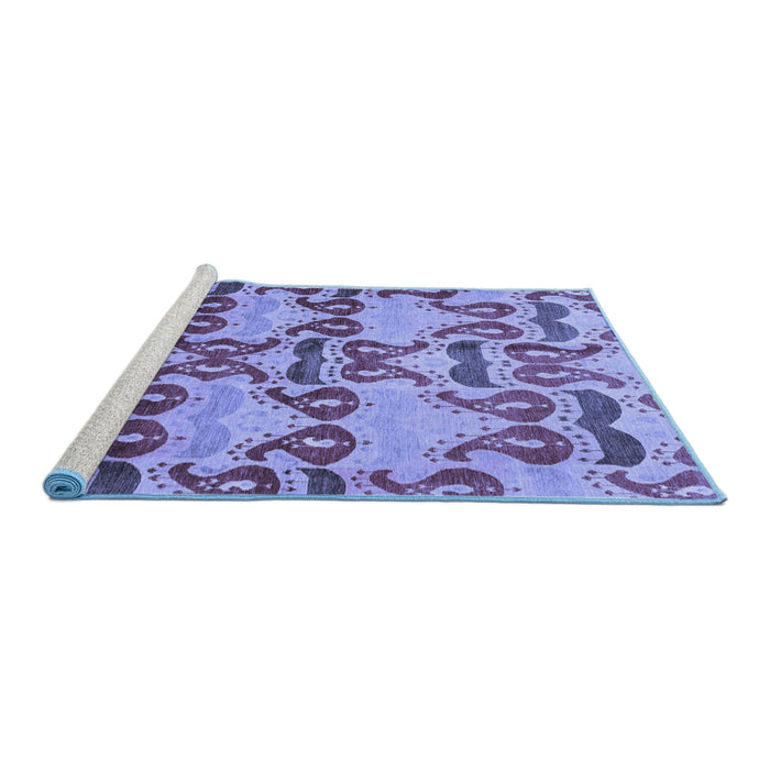 Sideview of Machine Washable Abstract Blue Modern Rug, wshabs4110blu
