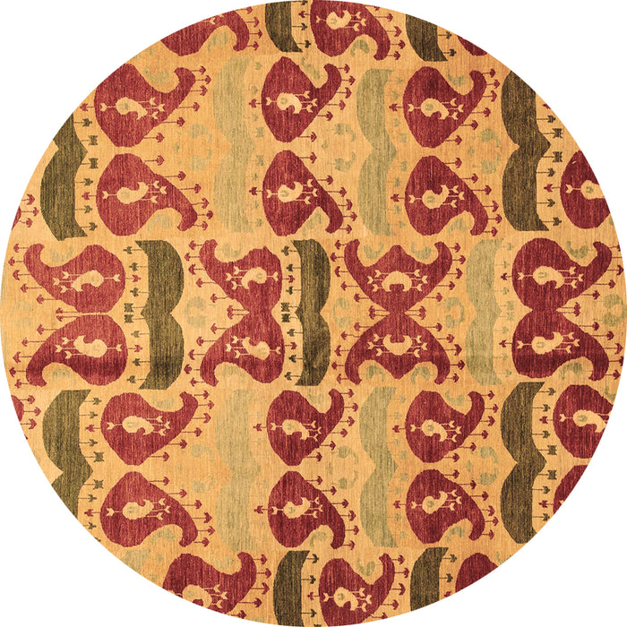 Round Machine Washable Abstract Brown Modern Rug, wshabs4110brn