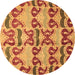 Round Machine Washable Abstract Brown Modern Rug, wshabs4110brn