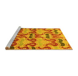 Sideview of Machine Washable Abstract Yellow Modern Rug, wshabs4110yw