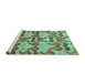 Sideview of Machine Washable Abstract Turquoise Modern Area Rugs, wshabs4110turq