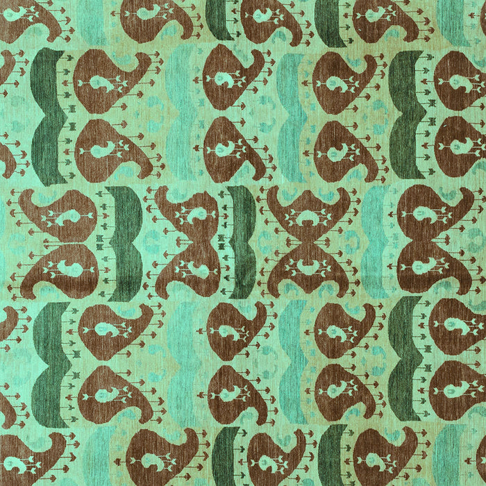 Square Machine Washable Abstract Turquoise Modern Area Rugs, wshabs4110turq