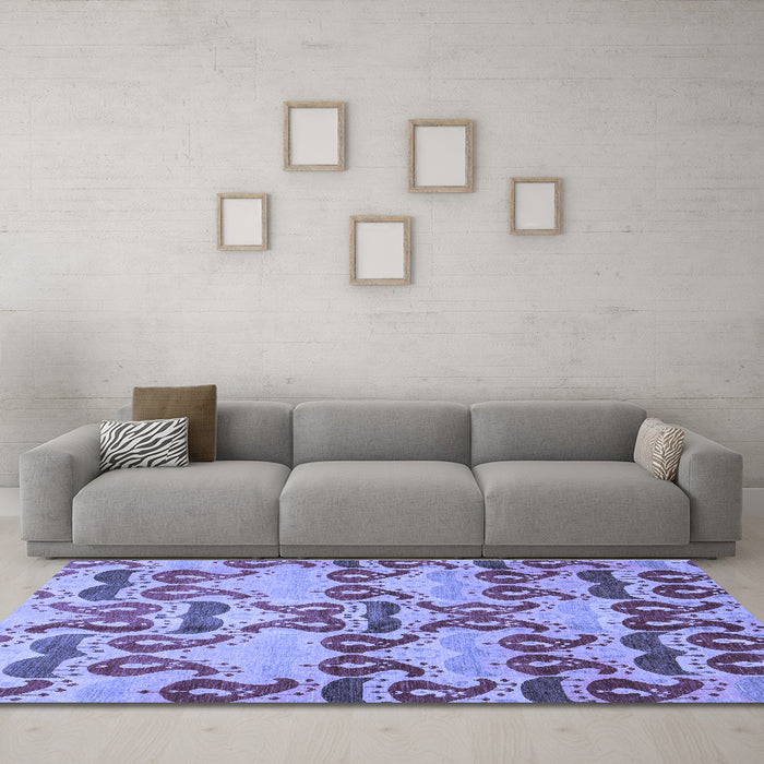 Machine Washable Abstract Blue Modern Rug in a Living Room, wshabs4110blu