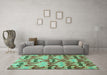 Machine Washable Abstract Turquoise Modern Area Rugs in a Living Room,, wshabs4110turq