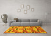 Machine Washable Abstract Yellow Modern Rug in a Living Room, wshabs4110yw