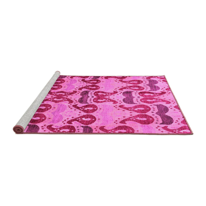 Sideview of Machine Washable Abstract Pink Modern Rug, wshabs4110pnk