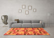 Machine Washable Abstract Orange Modern Area Rugs in a Living Room, wshabs4110org