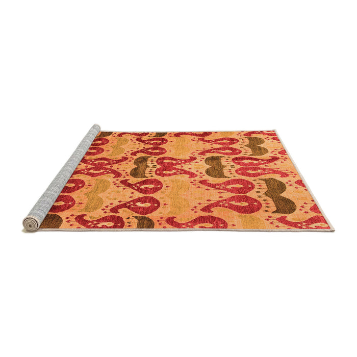 Sideview of Machine Washable Abstract Orange Modern Area Rugs, wshabs4110org