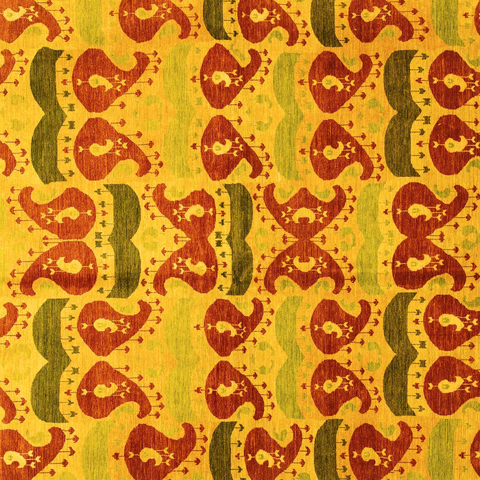 Square Machine Washable Abstract Yellow Modern Rug, wshabs4110yw