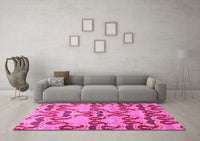 Machine Washable Abstract Pink Modern Rug, wshabs4110pnk