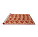 Sideview of Machine Washable Abstract Neon Red Rug, wshabs4111