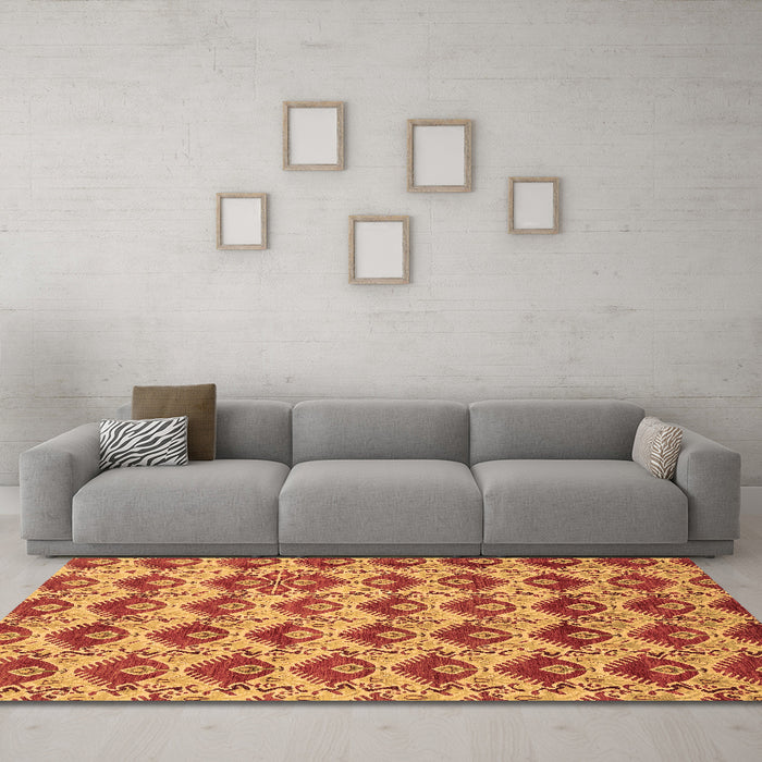 Machine Washable Abstract Brown Modern Rug in a Living Room,, wshabs4111brn