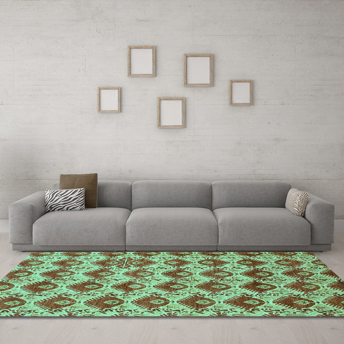 Machine Washable Abstract Turquoise Modern Area Rugs in a Living Room,, wshabs4111turq