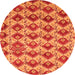 Round Abstract Orange Modern Rug, abs4111org