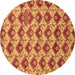 Round Machine Washable Abstract Brown Modern Rug, wshabs4111brn