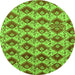 Round Machine Washable Abstract Green Modern Area Rugs, wshabs4111grn