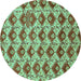 Round Abstract Turquoise Modern Rug, abs4111turq