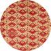 Round Machine Washable Abstract Neon Red Rug, wshabs4111