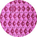 Round Machine Washable Abstract Purple Modern Area Rugs, wshabs4111pur