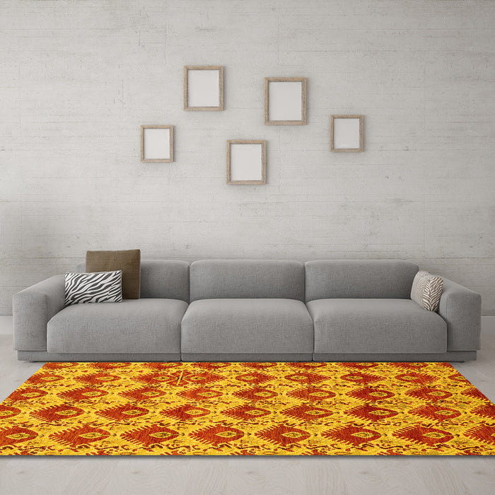Machine Washable Abstract Yellow Modern Rug in a Living Room, wshabs4111yw
