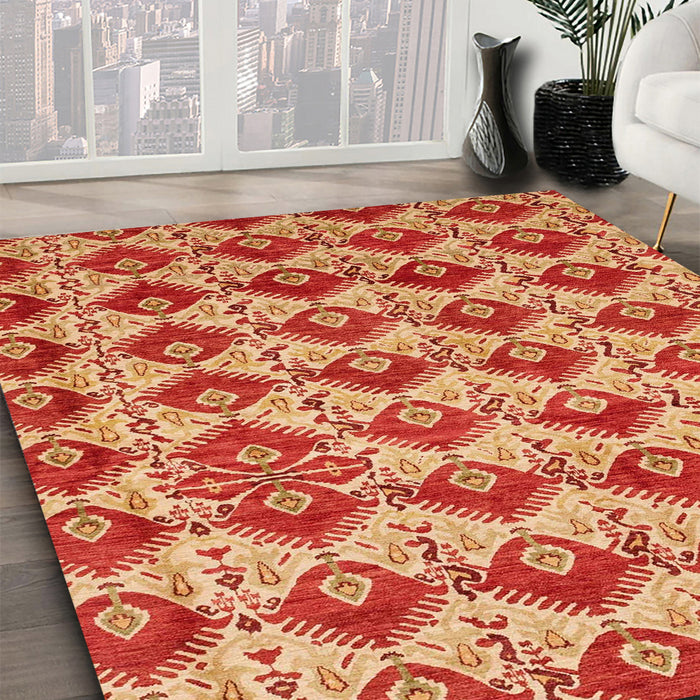 Machine Washable Abstract Neon Red Rug in a Family Room, wshabs4111
