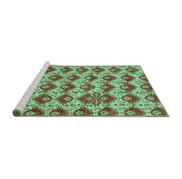 Sideview of Machine Washable Abstract Turquoise Modern Area Rugs, wshabs4111turq