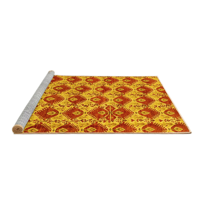 Sideview of Machine Washable Abstract Yellow Modern Rug, wshabs4111yw