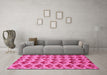 Machine Washable Abstract Pink Modern Rug in a Living Room, wshabs4111pnk