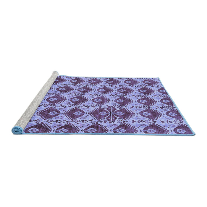 Sideview of Machine Washable Abstract Blue Modern Rug, wshabs4111blu
