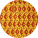 Round Machine Washable Abstract Yellow Modern Rug, wshabs4111yw