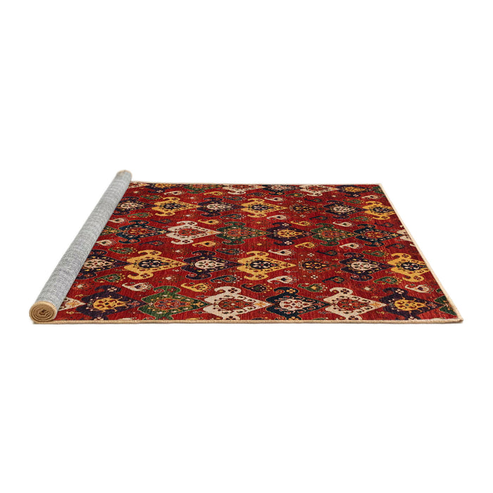 Sideview of Machine Washable Abstract Red Rug, wshabs4112