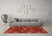 Machine Washable Abstract Orange Modern Rug, wshabs4112org