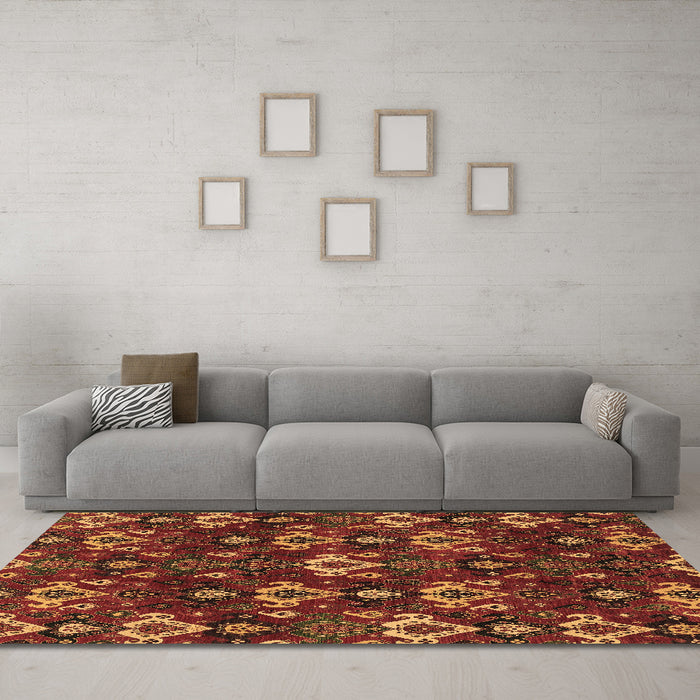 Machine Washable Abstract Brown Modern Rug in a Living Room,, wshabs4112brn