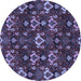 Round Machine Washable Abstract Blue Modern Rug, wshabs4112blu