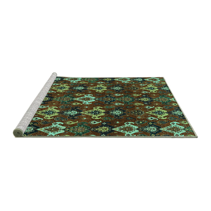 Sideview of Machine Washable Abstract Turquoise Modern Area Rugs, wshabs4112turq