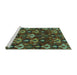 Sideview of Machine Washable Abstract Turquoise Modern Area Rugs, wshabs4112turq