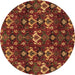 Round Machine Washable Abstract Brown Modern Rug, wshabs4112brn