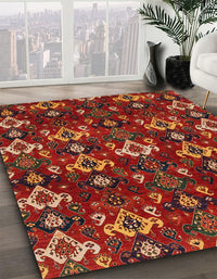 Abstract Red Modern Rug, abs4112