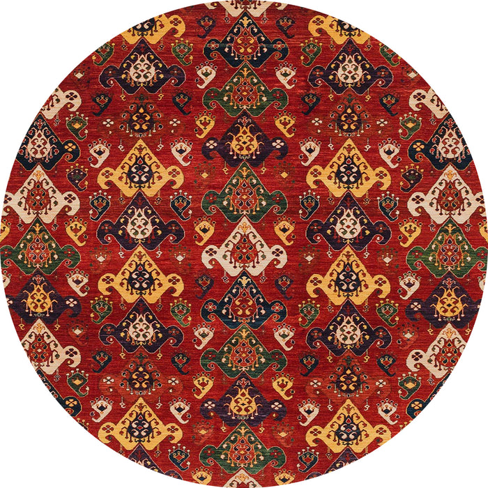 Round Abstract Red Modern Rug, abs4112
