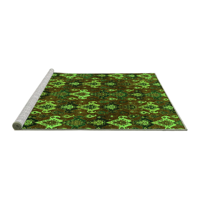 Sideview of Machine Washable Abstract Green Modern Area Rugs, wshabs4112grn