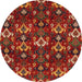 Round Machine Washable Abstract Red Rug, wshabs4112