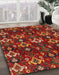 Abstract Red Modern Rug in Family Room, abs4112