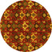 Round Machine Washable Abstract Yellow Modern Rug, wshabs4112yw