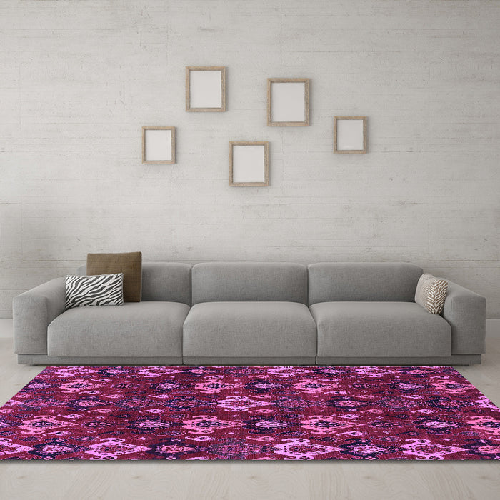 Machine Washable Abstract Purple Modern Area Rugs in a Living Room, wshabs4112pur