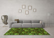 Machine Washable Abstract Green Modern Area Rugs in a Living Room,, wshabs4112grn